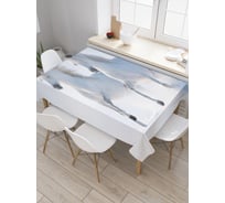 Прямоугольная скатерть JOYARTY Белоснежные лошади из сатена tc_20088_120x145
