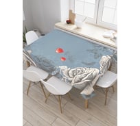 Прямоугольная скатерть JOYARTY Белые розы из сатена tc_29669_120x145