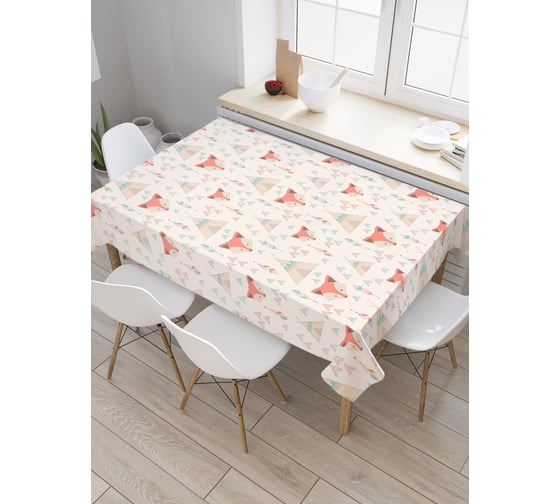 Прямоугольная скатерть JOYARTY Вигвамы и лисы из сатена tc_26722_120x145 1