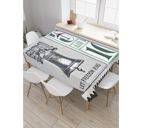 Прямоугольная скатерть JOYARTY Авиамарка Пусть свобода звенит из сатена tc_7604_120x145 1