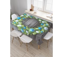 Прямоугольная скатерть JOYARTY Венок с новогодними шарами из сатена tc_21486_120x145