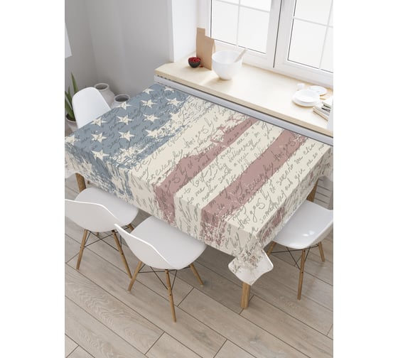 Прямоугольная скатерть JOYARTY Американский флаг и письмо из сатена tc_5037_120x145 1