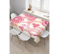 Прямоугольная скатерть JOYARTY Ажурные цветы и птица из сатена tc_30517_120x145