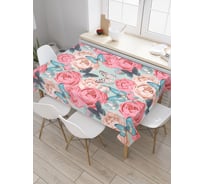 Прямоугольная скатерть JOYARTY Бабочки в пионах из сатена tc_13616_120x145