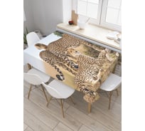 Прямоугольная скатерть JOYARTY Агрессия леопардов из сатена tc_21745_120x145