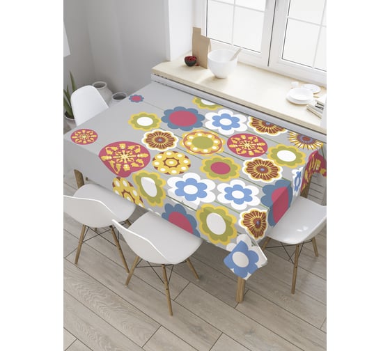 Прямоугольная скатерть JOYARTY Арт цветы из сатена tc_28054_120x145 1
