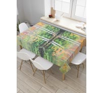 Прямоугольная скатерть JOYARTY Березы на реке из сатена tc_4492_120x145