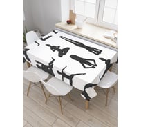 Прямоугольная скатерть JOYARTY Асаны йоги из сатена tc_37567_120x145