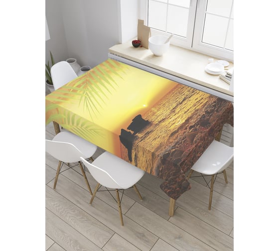 Прямоугольная скатерть JOYARTY Булыжники у берега из сатена tc_7875_120x145