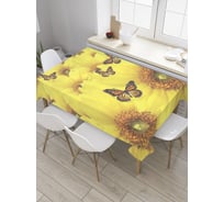 Прямоугольная скатерть JOYARTY Бабочки на цветах из сатена tc_9861_120x145