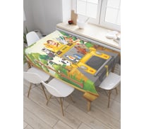 Прямоугольная скатерть JOYARTY Автобус с животными из сатена tc_29471_120x145