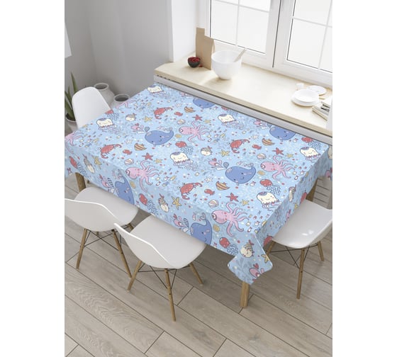 Прямоугольная скатерть JOYARTY Веселье в океане из сатена tc_32820_120x145 1