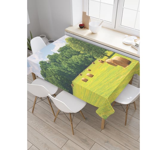 Прямоугольная скатерть JOYARTY Валки сена на поле из сатена tc_9976_120x145 1