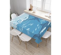 Прямоугольная скатерть JOYARTY Акулы на волнах из сатена tc_19820_120x145