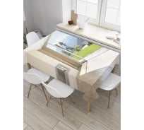 Прямоугольная скатерть JOYARTY Веранда с выходом на газон из сатена tc_34818_120x145