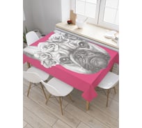 Прямоугольная скатерть JOYARTY Бульдожья романтика из сатена tc_29758_120x145