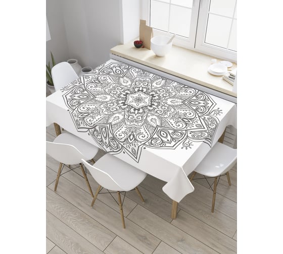 Прямоугольная скатерть JOYARTY Азиатский круглый лотос из сатена tc_32809_120x145 1