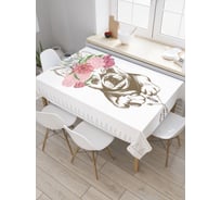 Прямоугольная скатерть JOYARTY Бульдог с венком из сатена tc_29446_120x145