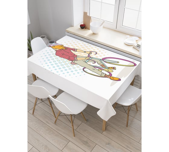 Прямоугольная скатерть JOYARTY Вело Козел из сатена tc_37454_120x145 1