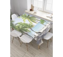 Прямоугольная скатерть JOYARTY Береговые пальмы из сатена tc_8973_120x145