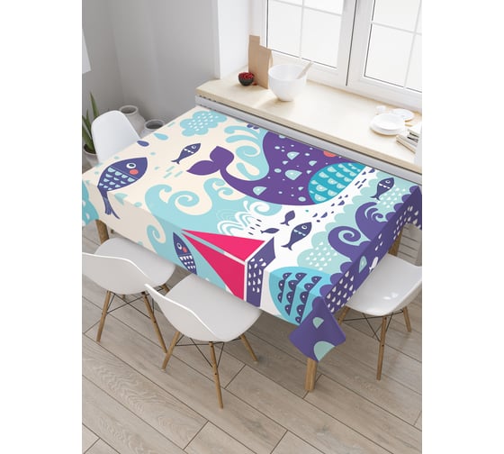 Прямоугольная скатерть JOYARTY Веселое море из сатена tc_21277_120x145 1
