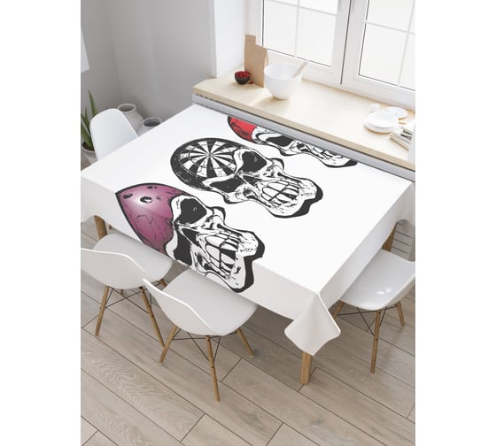 Прямоугольная скатерть JOYARTY Бильярдные черепа из сатена tc_9908_120x145 1