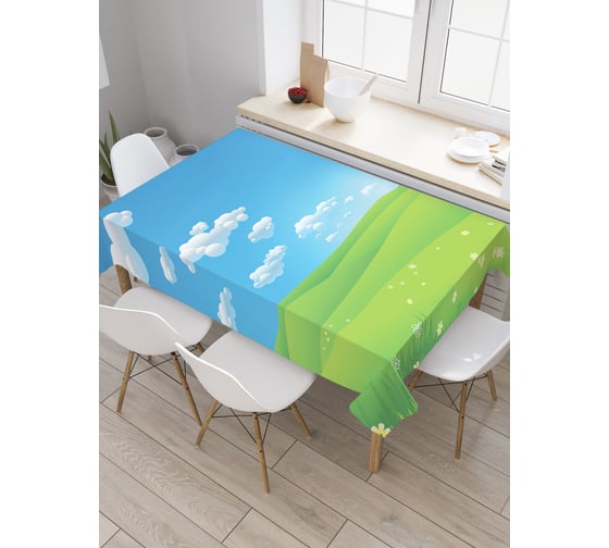 Прямоугольная скатерть JOYARTY Акварельные лужки из сатена tc_29079_120x145 1