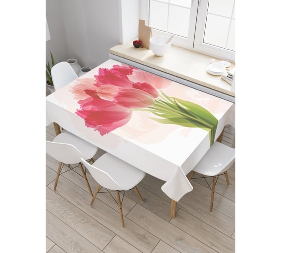 Прямоугольная скатерть JOYARTY Букет тюльпанов из сатена tc_30897_120x145 1