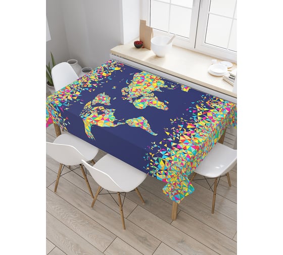 Прямоугольная скатерть JOYARTY Витражная карта из сатена tc_11541_120x145 1