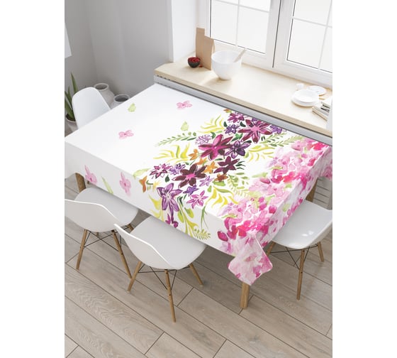 Прямоугольная скатерть JOYARTY Бордовые цветы из сатена tc_2301_120x145 1