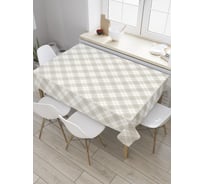 Прямоугольная скатерть JOYARTY Бежевая диагональная клетка из сатена tc_31132_120x145
