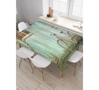 Прямоугольная скатерть JOYARTY Велосипед в деревне из сатена tc_9784_120x145