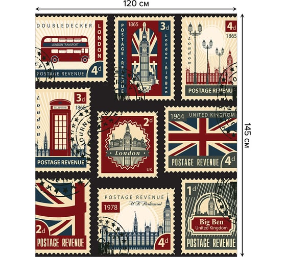 Прямоугольная скатерть JOYARTY Английские марки из сатена tc_2855_120x145