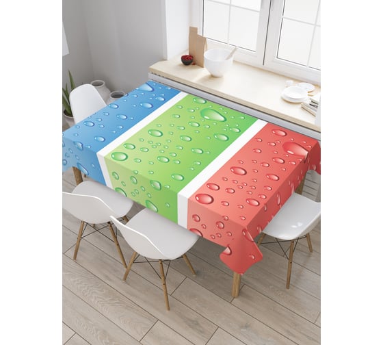Прямоугольная скатерть JOYARTY Брызги на цветных полосах из сатена tc_29009_120x145 1