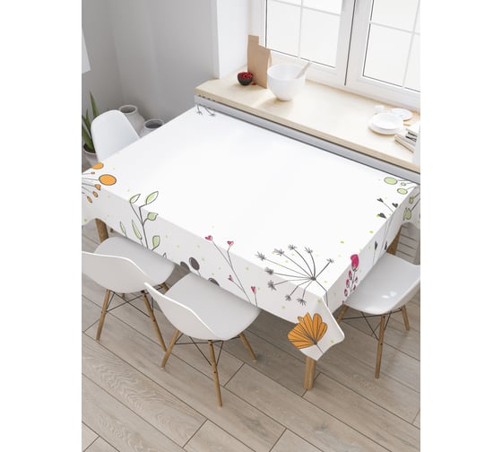 Прямоугольная скатерть JOYARTY Ботаническая рамка из сатена tc_29019_120x145 1