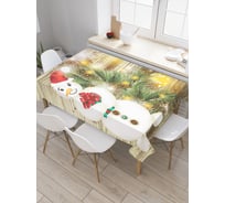 Прямоугольная скатерть JOYARTY Веселый снеговик из сатена tc_5759_120x145