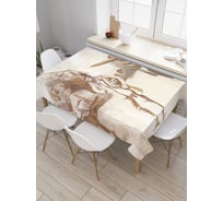 Прямоугольная скатерть JoyArty Летчик на фоне самолета из сатена tc_5515_120x145