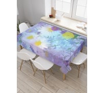 Прямоугольная скатерть JoyArty Облачные ромашки из сатена tc_19552_120x145