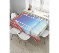 Прямоугольная скатерть JoyArty Окно в море из сатена tc_8488_120x145