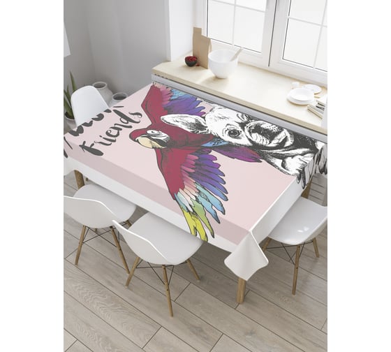 Прямоугольная скатерть JoyArty Лучшие друзья из сатена tc_32386_120x145 1