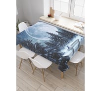 Прямоугольная скатерть JoyArty Лавочка в еловом лесу из сатена tc_20093_120x145