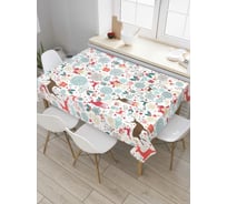Прямоугольная скатерть JoyArty Новогодние олени из сатена tc_6130_120x145