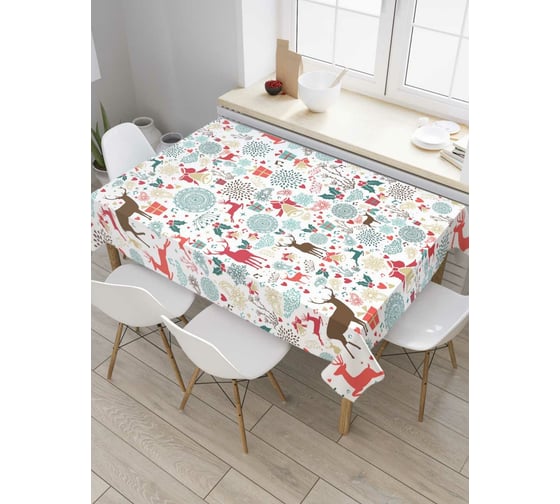 Прямоугольная скатерть JoyArty Новогодние олени из сатена tc_6130_120x145 1