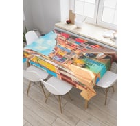 Прямоугольная скатерть JoyArty Лодки на каналах из сатена tc_37914_120x145