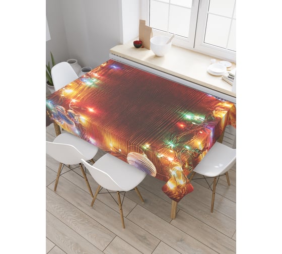 Прямоугольная скатерть JoyArty Новогодние гирлянды из сатена tc_19389_120x145 1