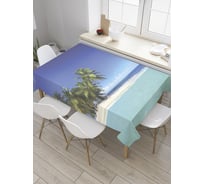 Прямоугольная скатерть JoyArty Пальмовая роща у берега из сатена tc_10053_120x145