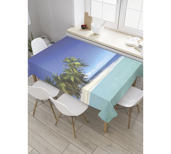 Прямоугольная скатерть JoyArty Пальмовая роща у берега из сатена tc_10053_120x145 1
