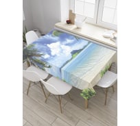 Прямоугольная скатерть JoyArty Пальмы на пляже из сатена tc_8619_120x145