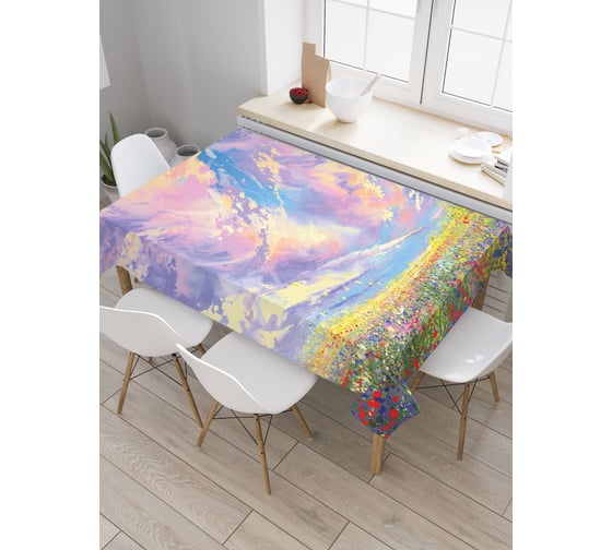 Прямоугольная скатерть JoyArty Небесные краски из сатена tc_19334_120x145