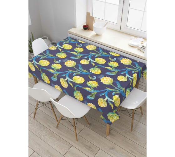 Прямоугольная скатерть JoyArty Лимонные цветы из сатена tc_38905_120x145 1
